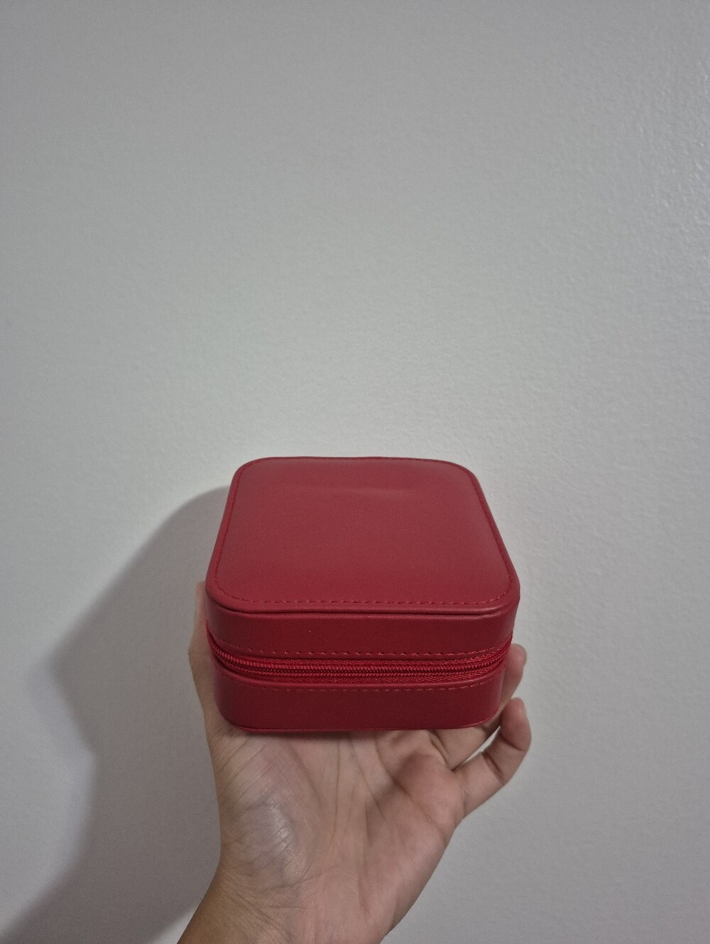 Red Square Shaped Jewelry Box Container Multi Compartment Organizer Traveling